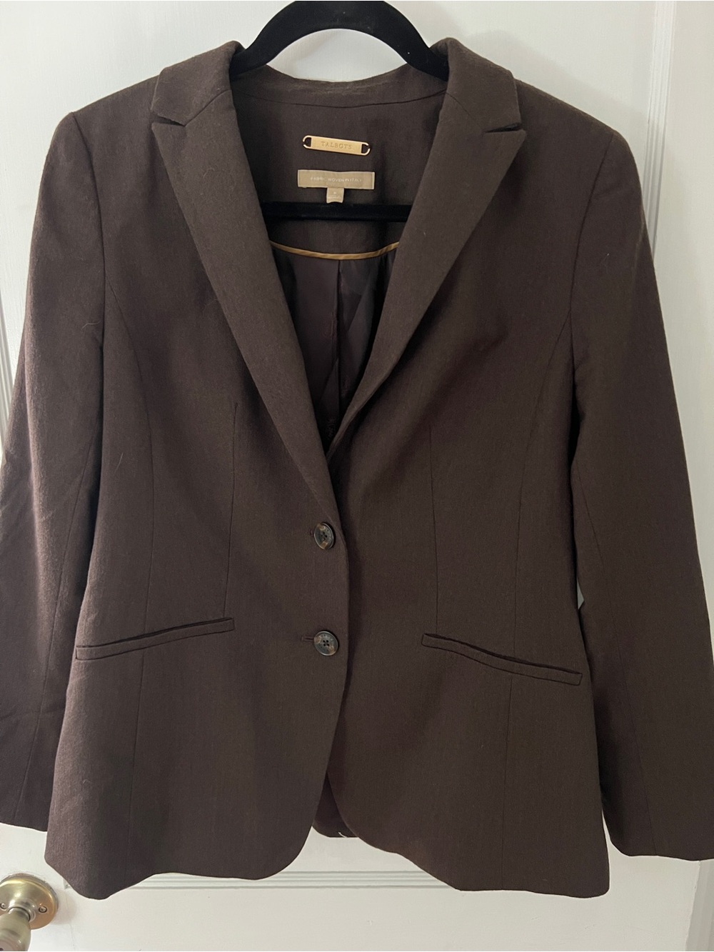 Talbots Luxe Tailored Blazer Jacket in Deep Chocolate Espresso Brown Sz 8